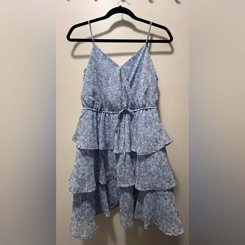 Medium blue Altar’d State floral tiered spring dress